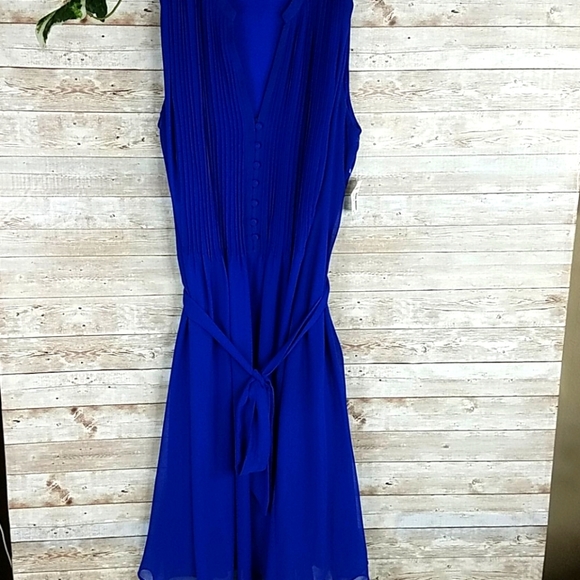 NWT, Roz & Ali, Electric blue dress with tucks, Length 40 Inches, Sz 14 - Picture 16 of 16